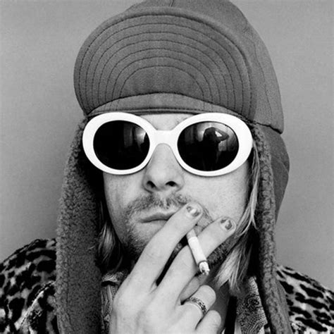 kurt cobain black and white photo sunglasses pink jacket